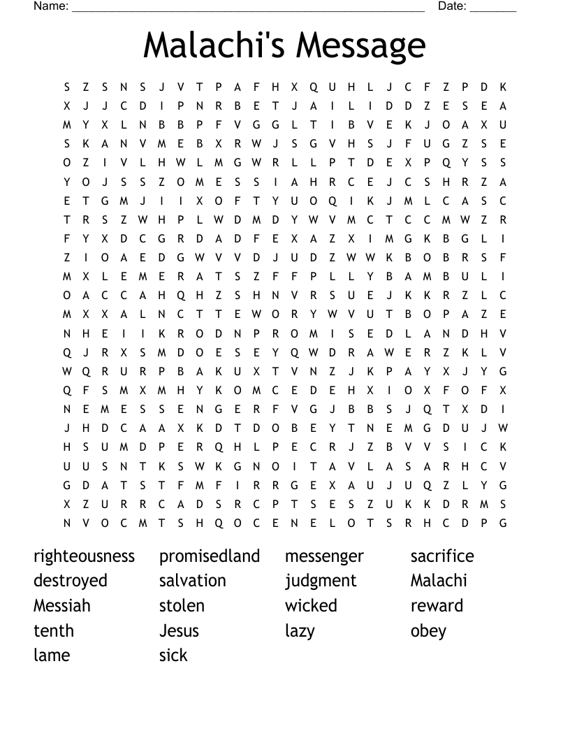 Malachi's Message Word Search