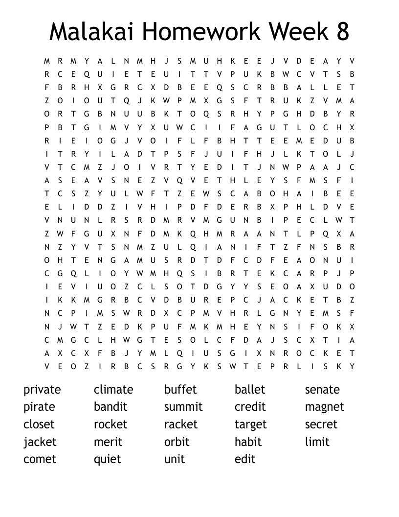 Malakai  Homework Week 8  Word Search