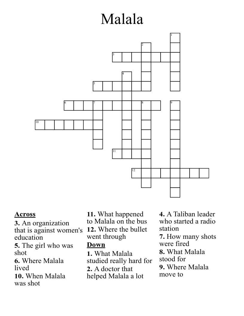 Malala Crossword