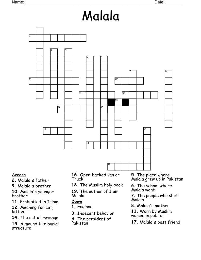 Malala Crossword