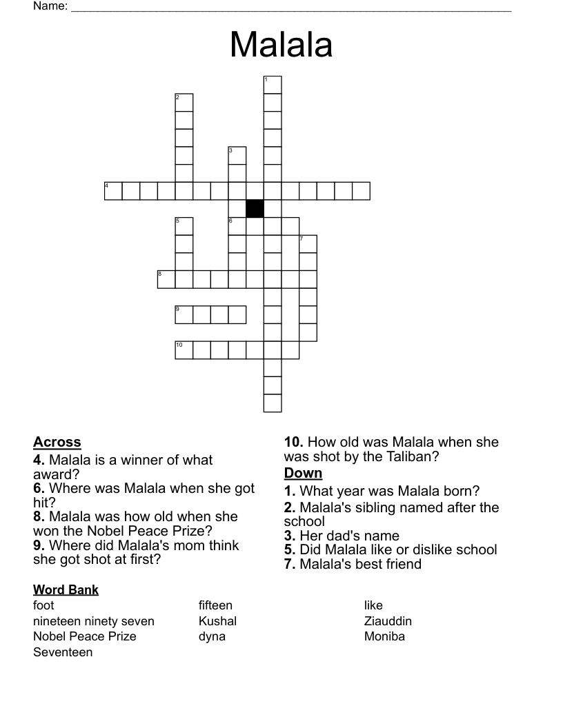 Malala Crossword