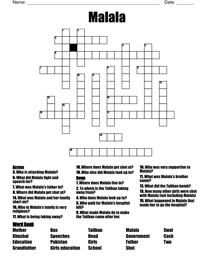 Malala Crossword