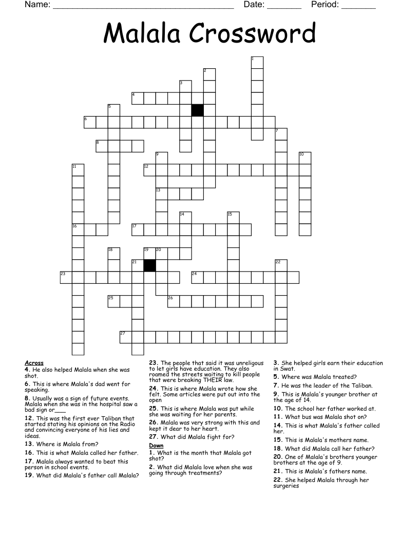 Malala Crossword