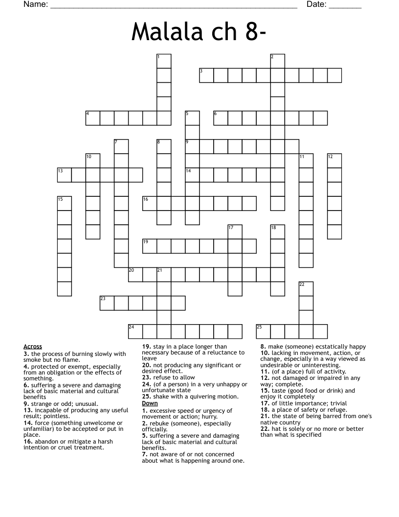 Malala ch 8- Crossword