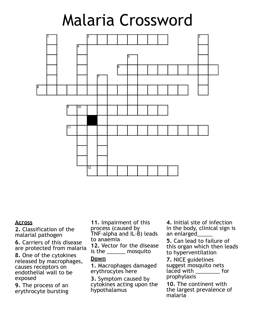 Malaria Crossword