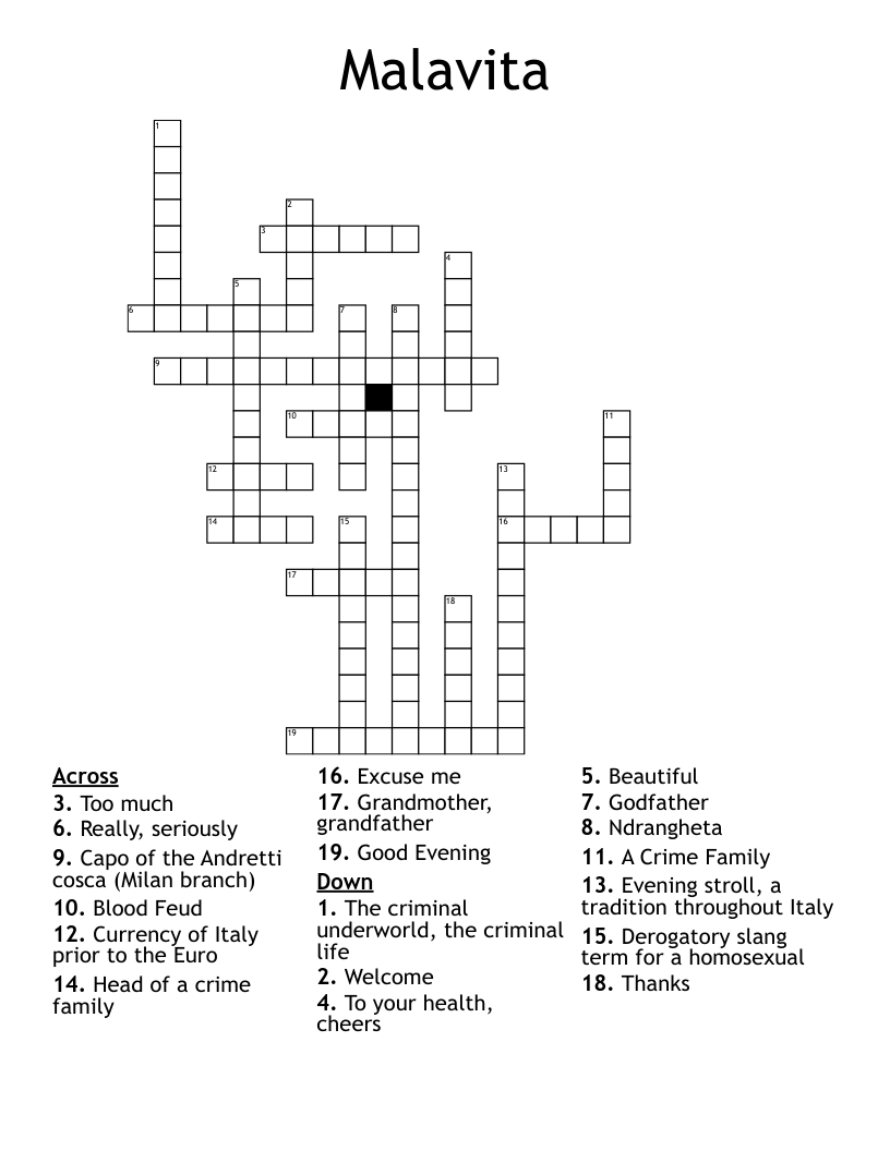 Malavita Crossword