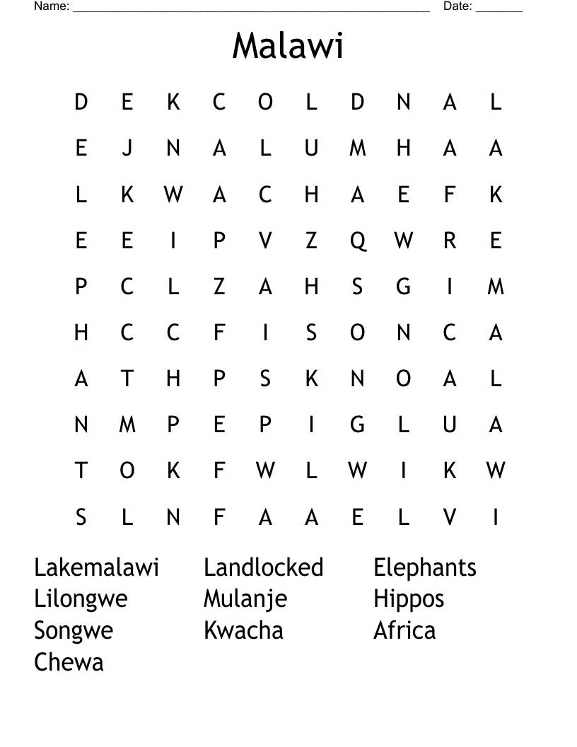 Malawi Word Search
