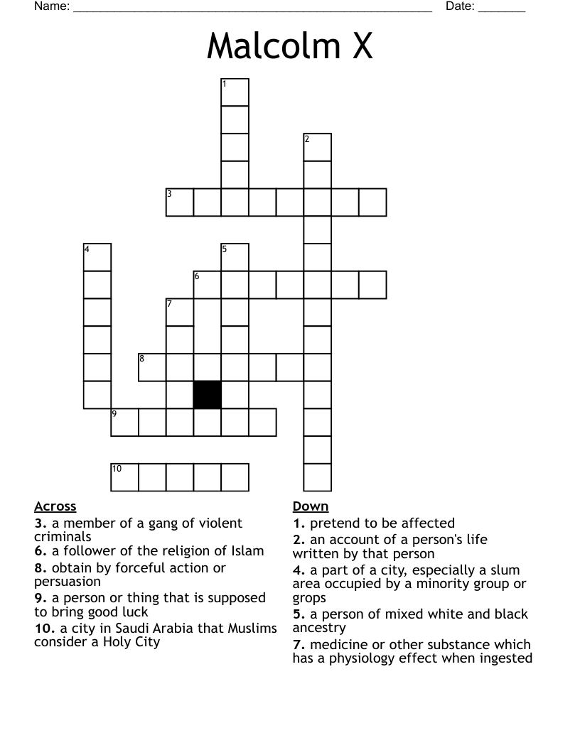 Malcolm X Crossword