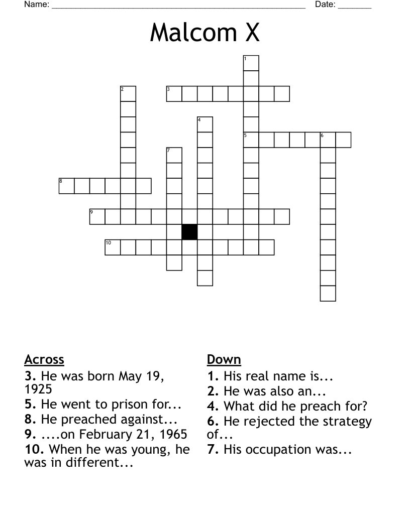Malcom X Crossword