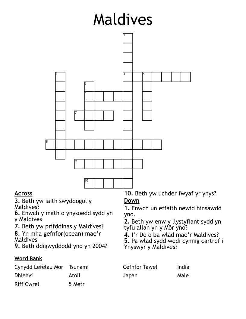 Maldives Crossword