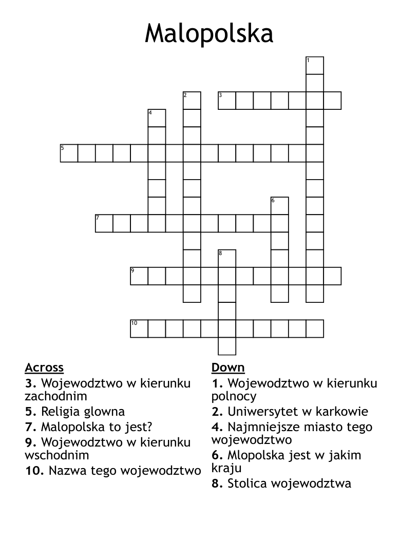 Malopolska Crossword