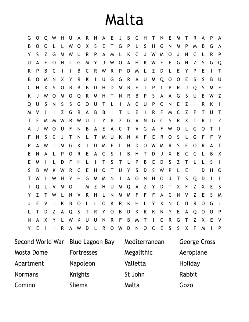 Malta Word Search
