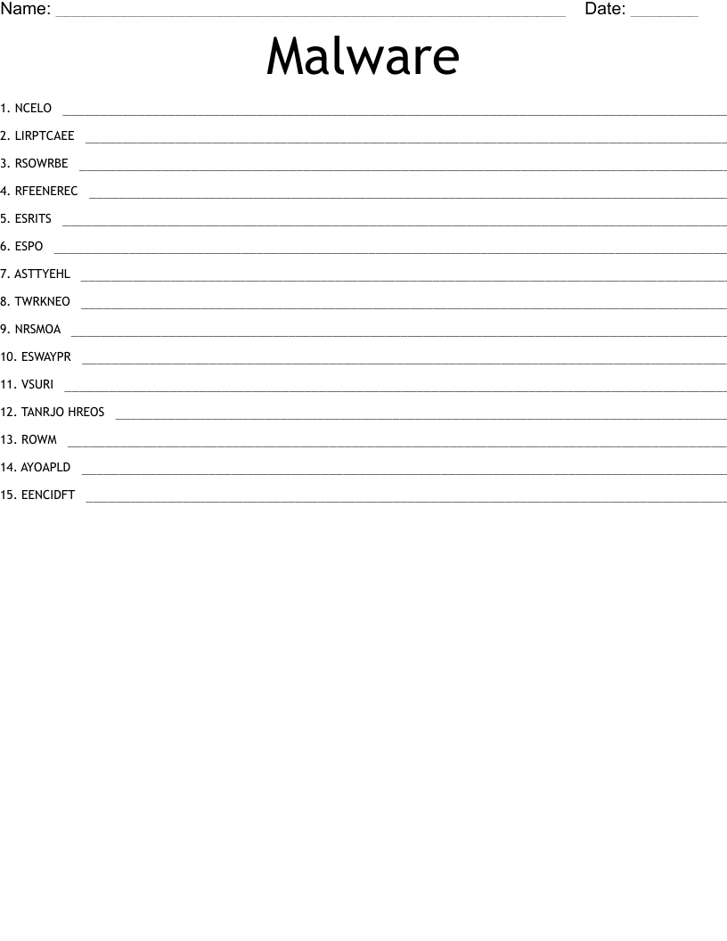 Malware Word Scramble