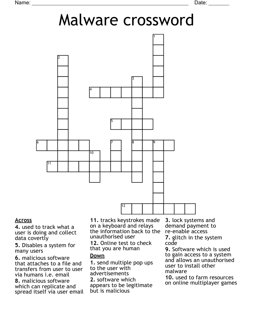Malware crossword