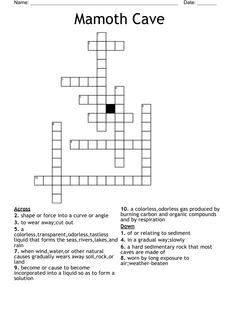 Mamoth Cave Crossword