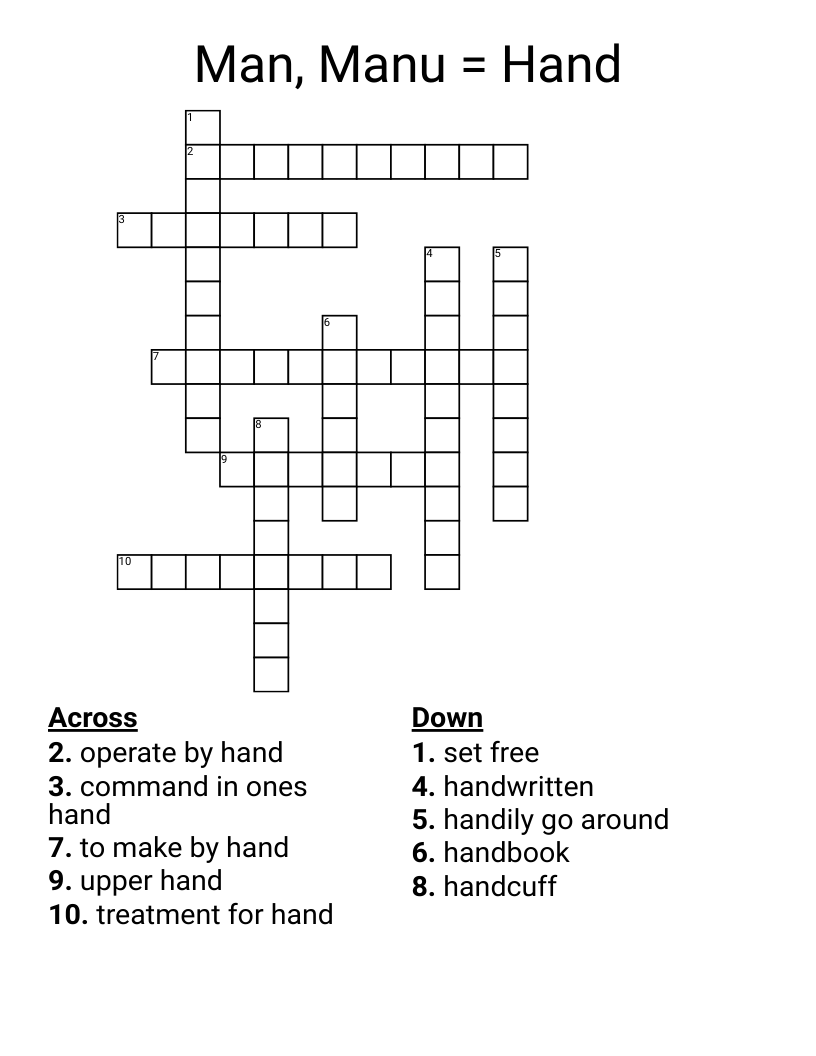 Man, Manu = Hand Crossword