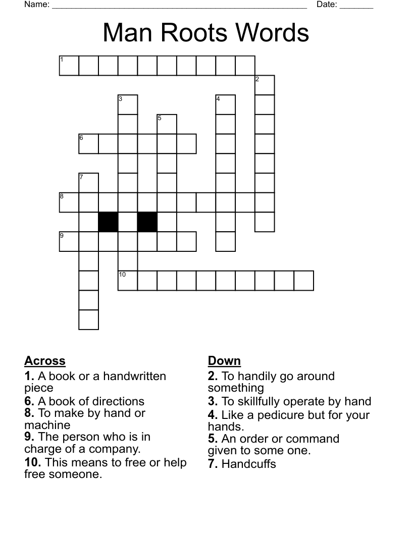 Man Roots Words Crossword