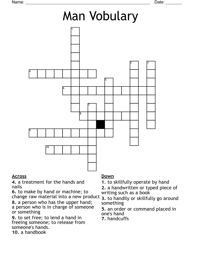 Man Vobulary Crossword