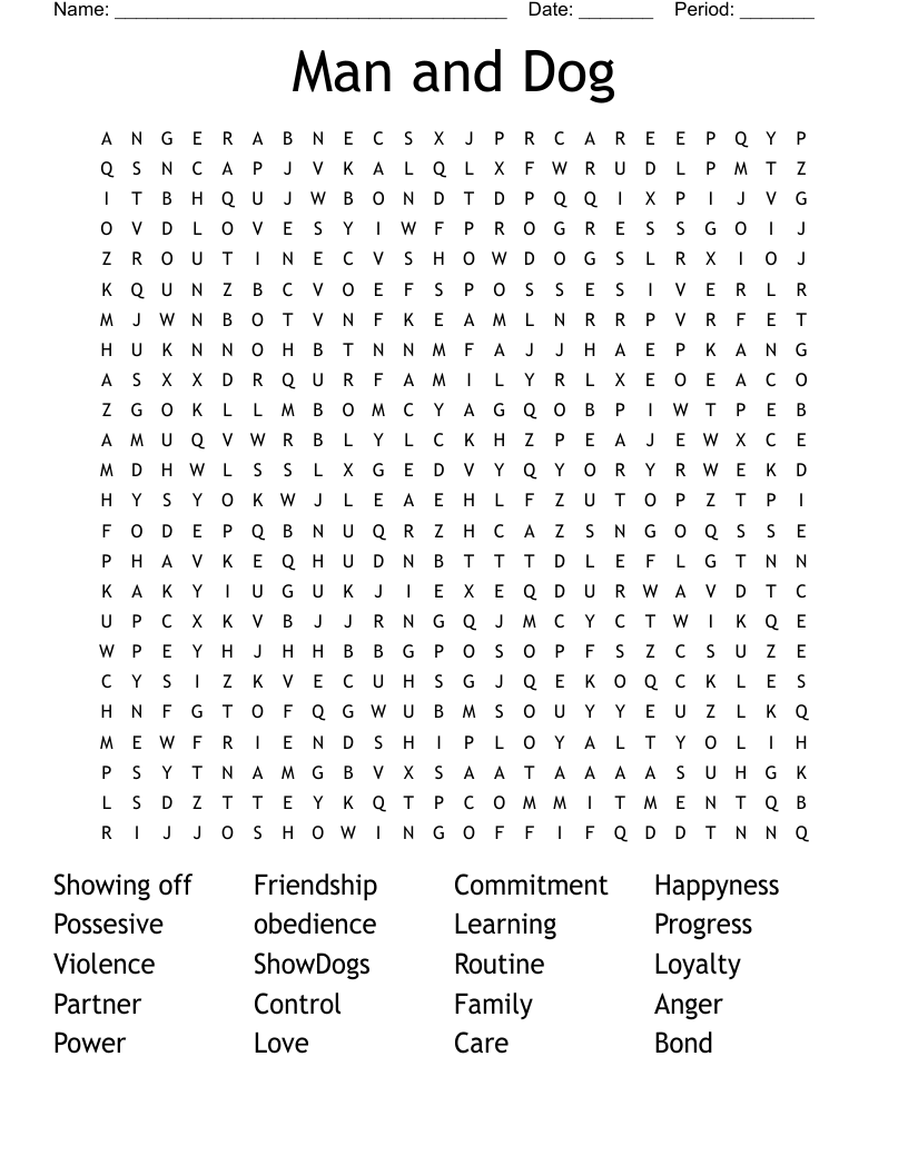 Man and Dog Word Search