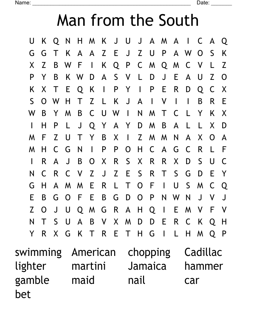 Man from the South Word Search