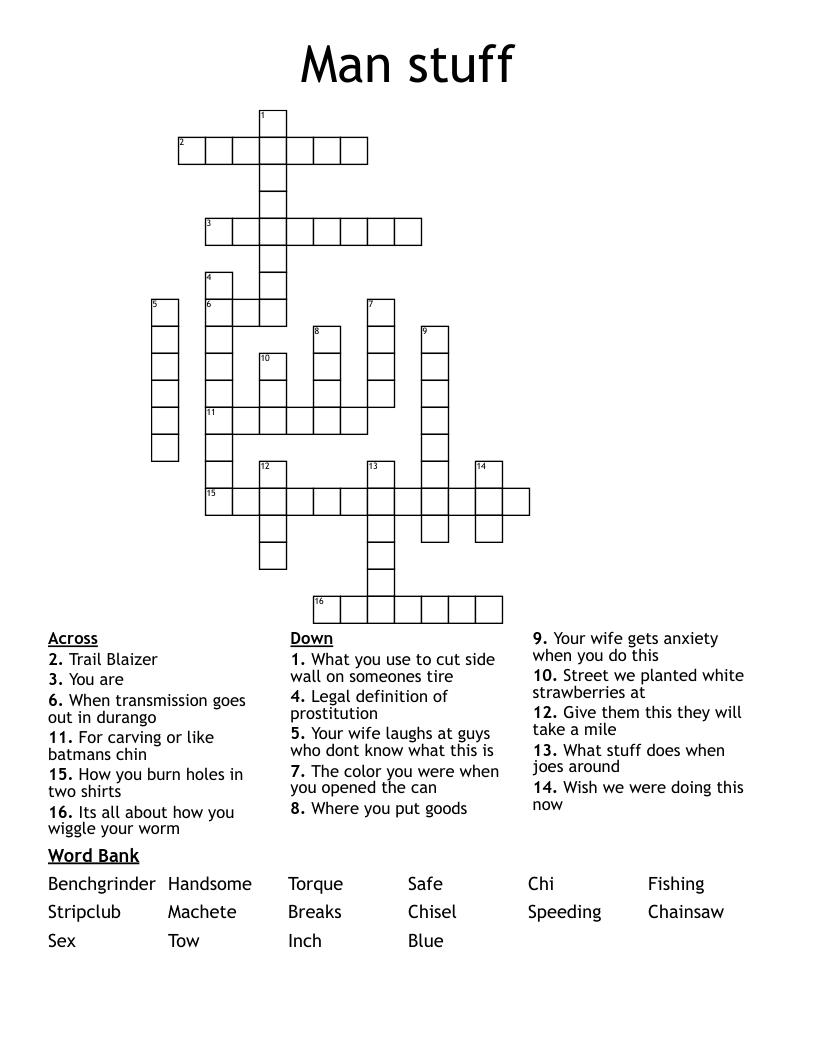 Man stuff  Crossword