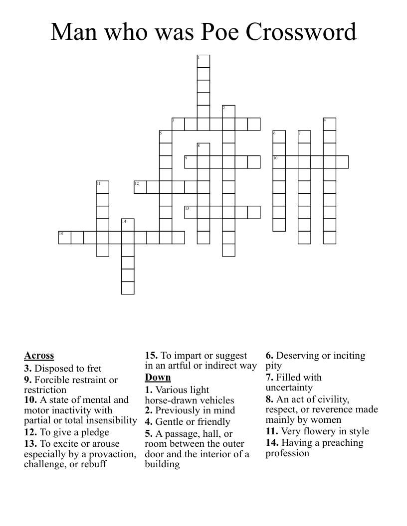 Man who was Poe Crossword