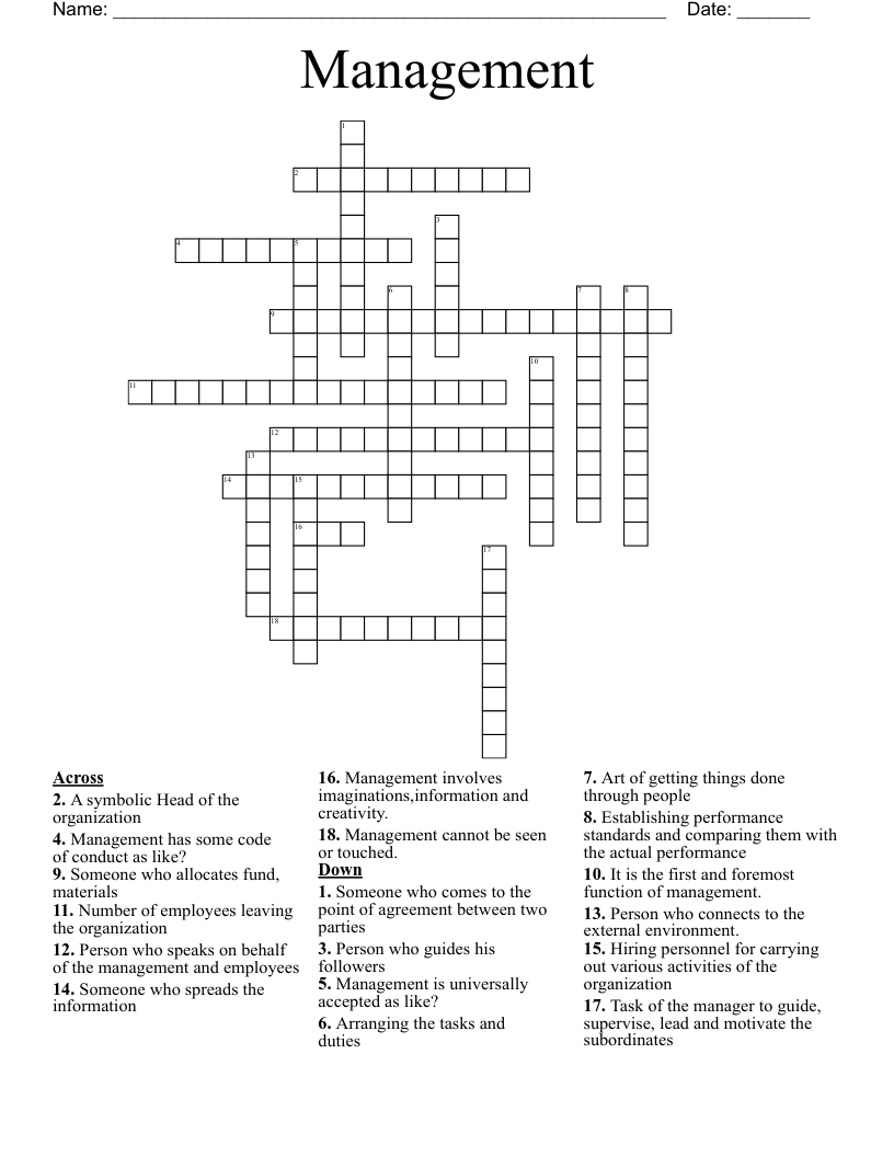 Management Crossword