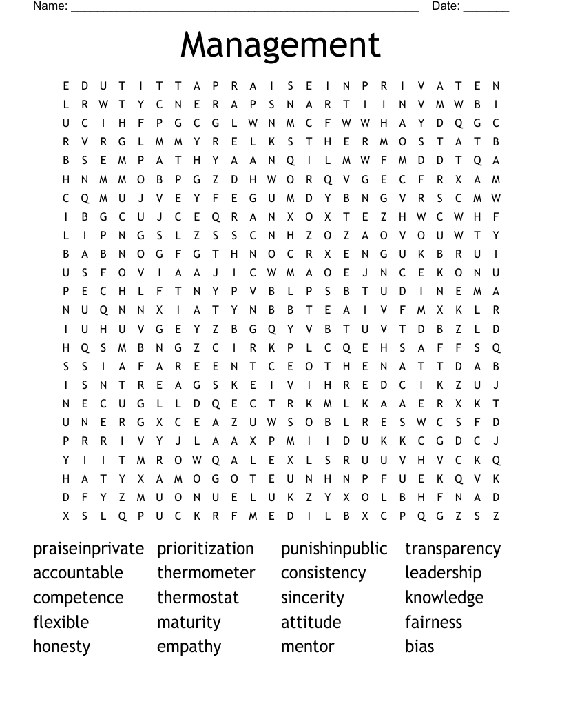 Management Word Search