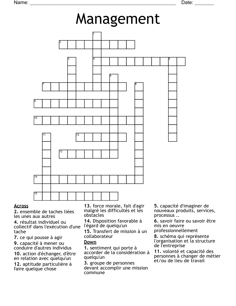 Management Crossword