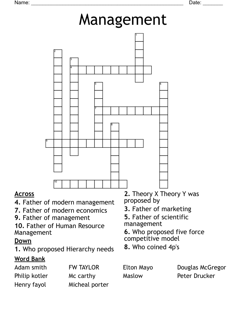 Management Crossword
