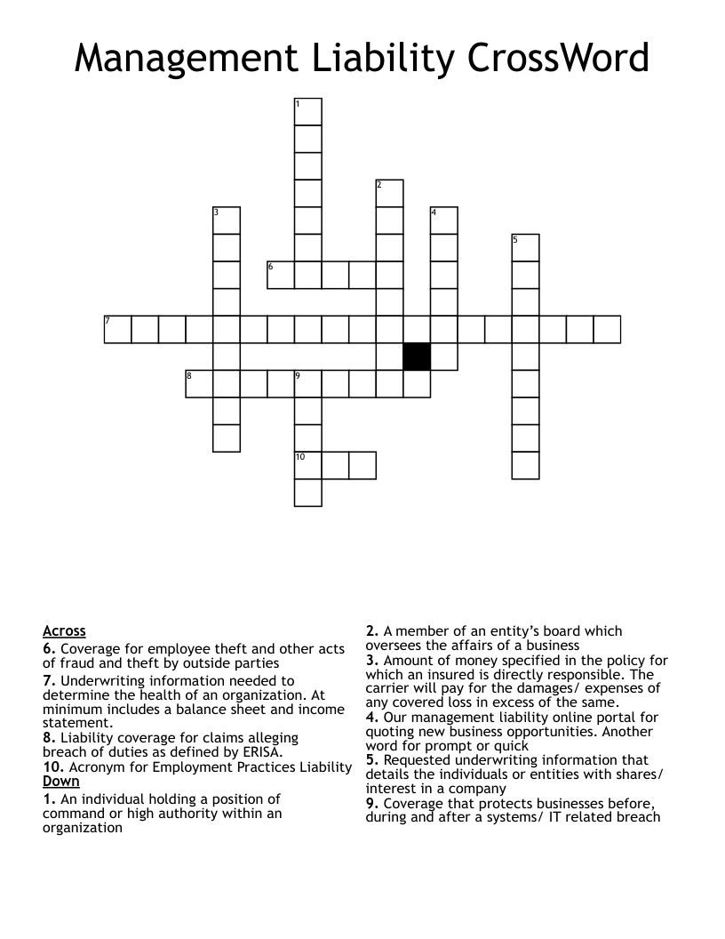 Management Liability CrossWord