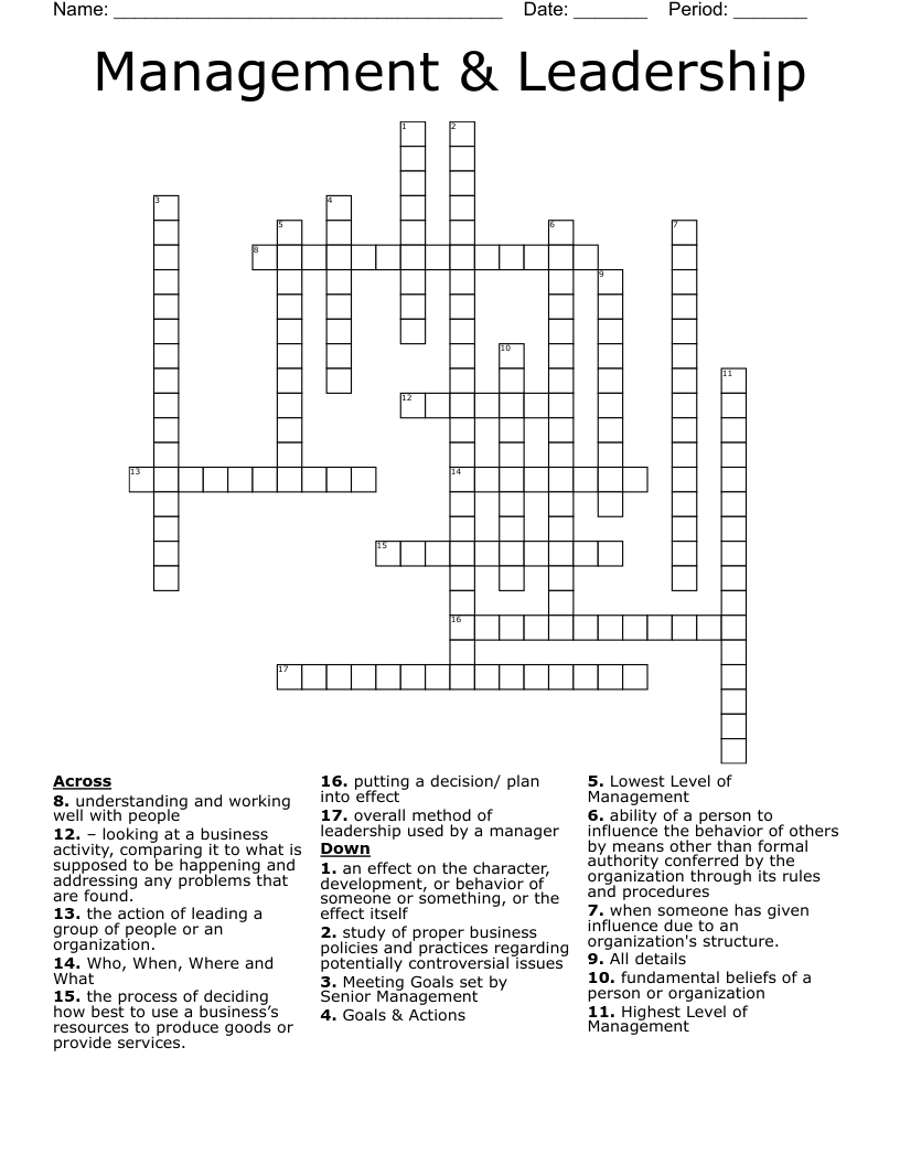 Management & Leadership Crossword