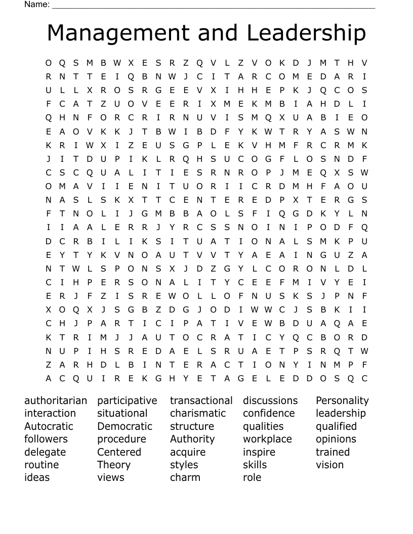 Management and Leadership  Word Search