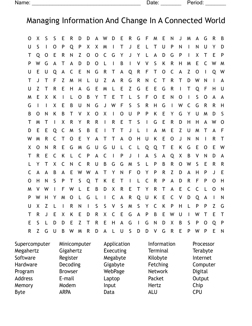 Managing Information And Change In A Connected World Word Search