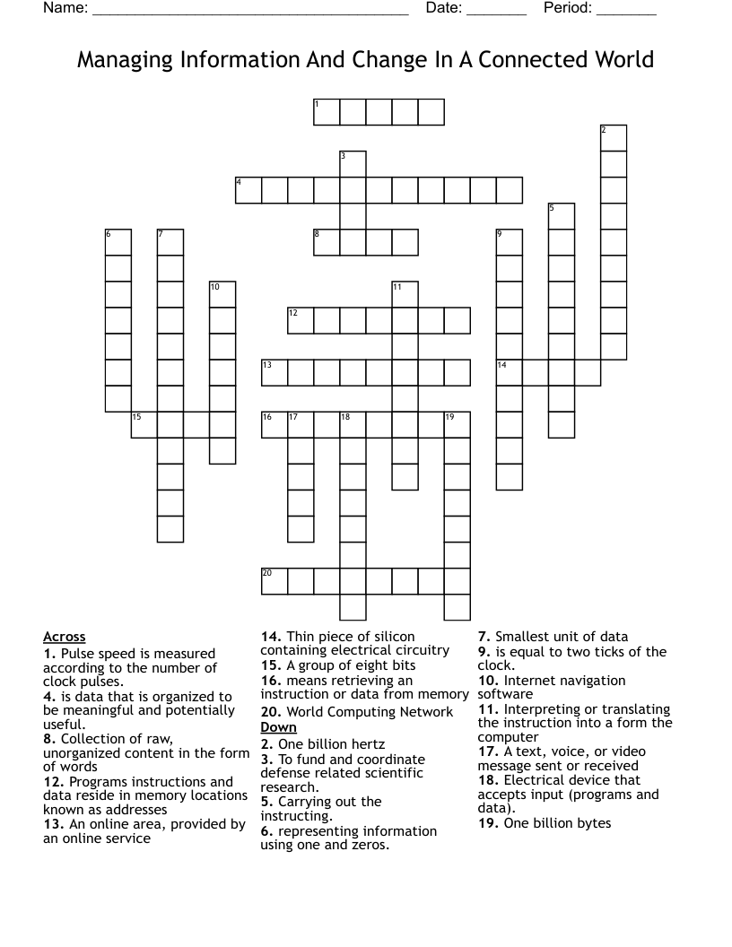 Managing Information And Change In A Connected World Crossword