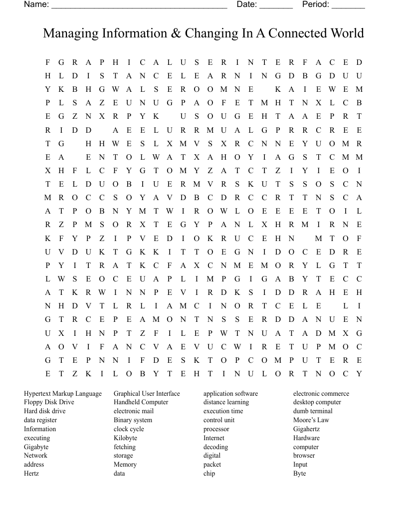 Managing Information & Changing In A Connected World Word Search