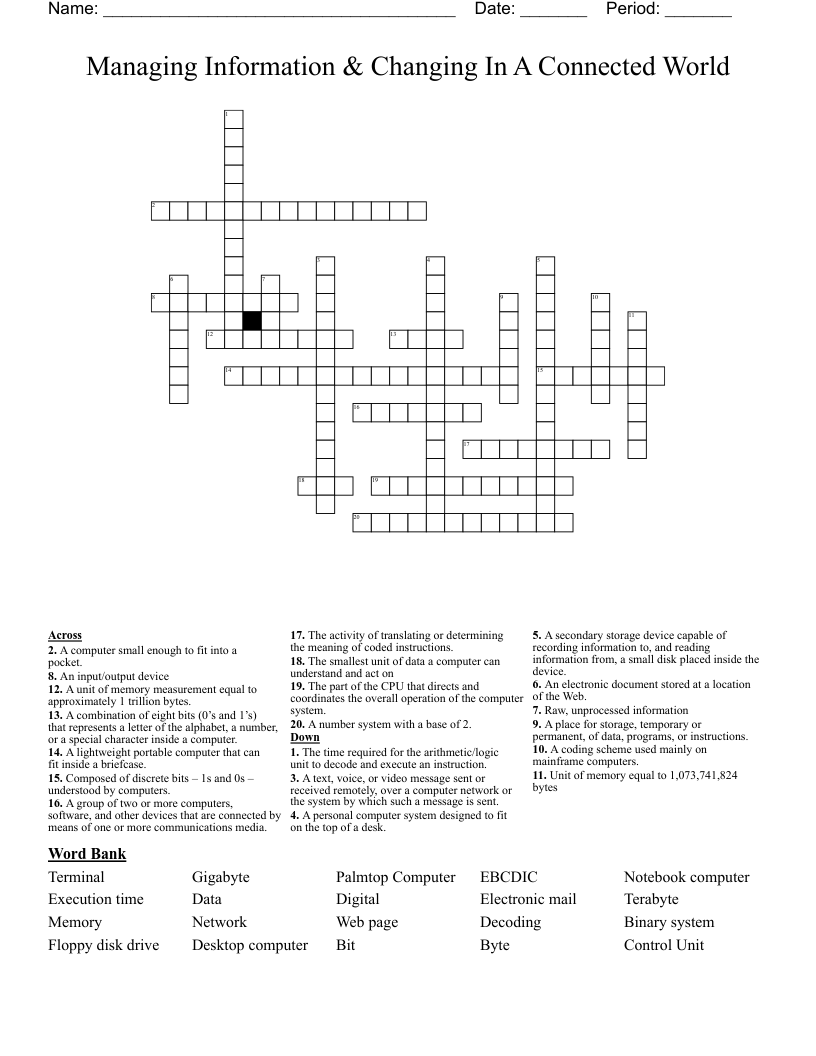 Managing Information & Changing In A Connected World Crossword
