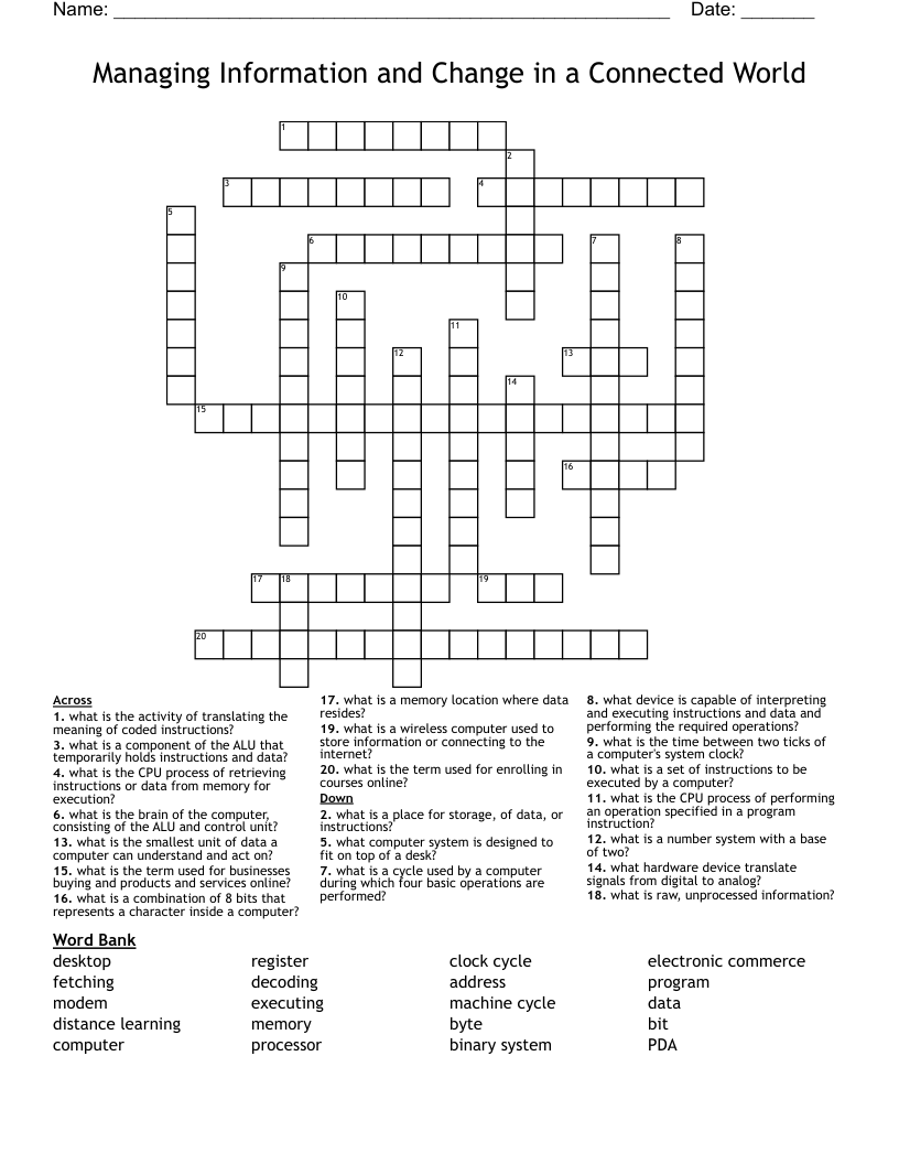 Managing Information and Change in a Connected World Crossword