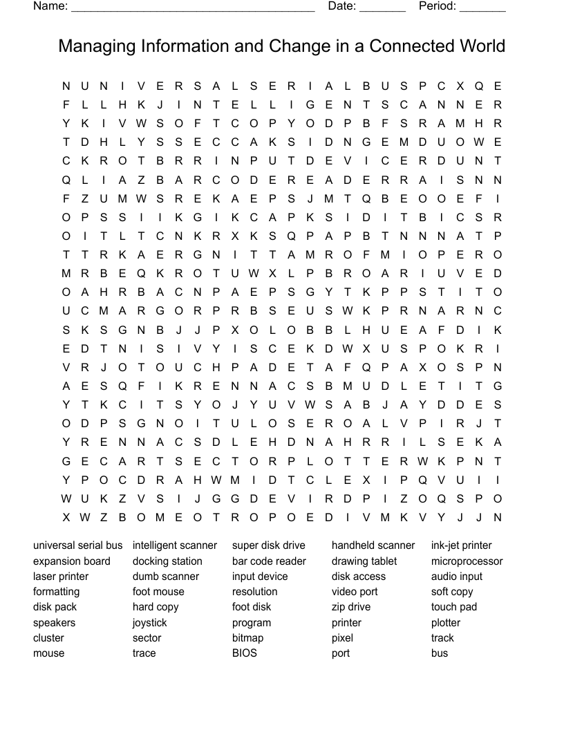 Managing Information and Change in a Connected World Word Search