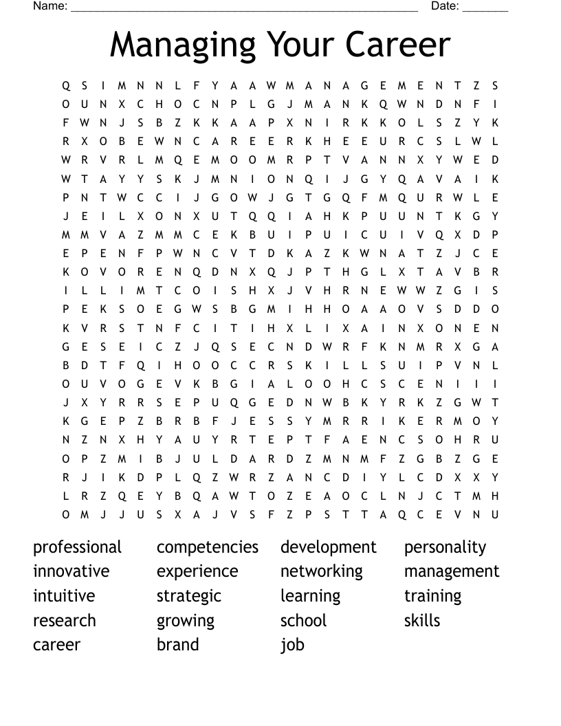 Managing Your Career Word Search