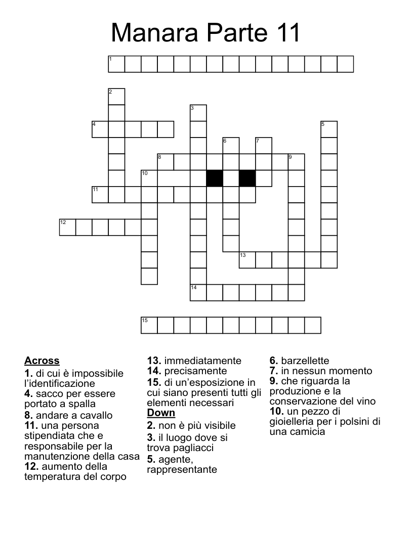 Manara Parte 11 Crossword