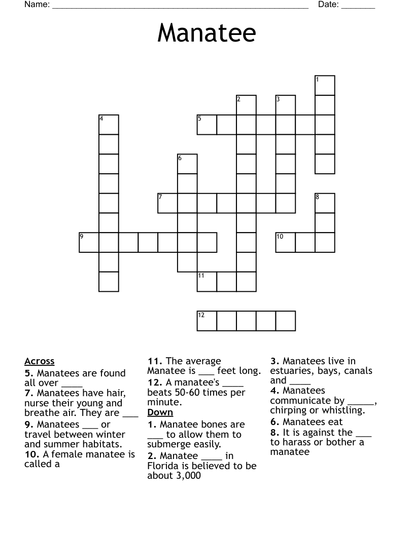 Manatee Crossword