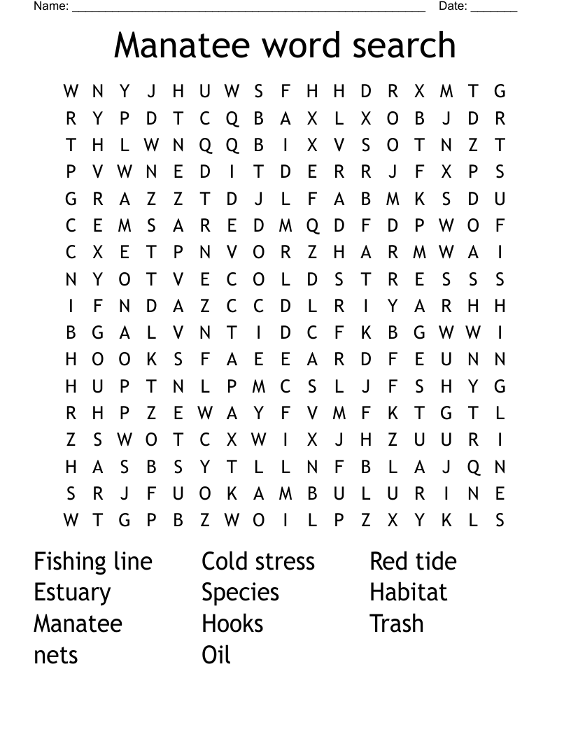 Manatee word search
