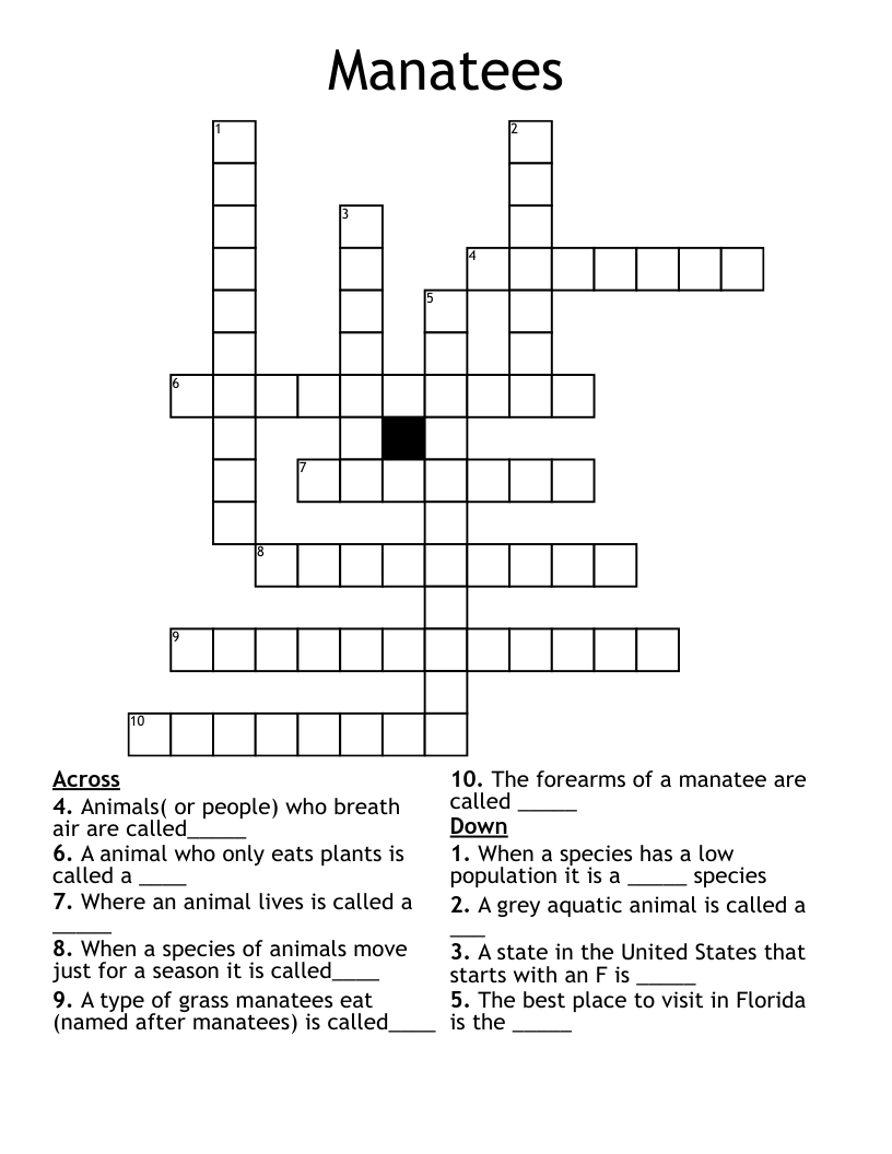 Manatees Crossword