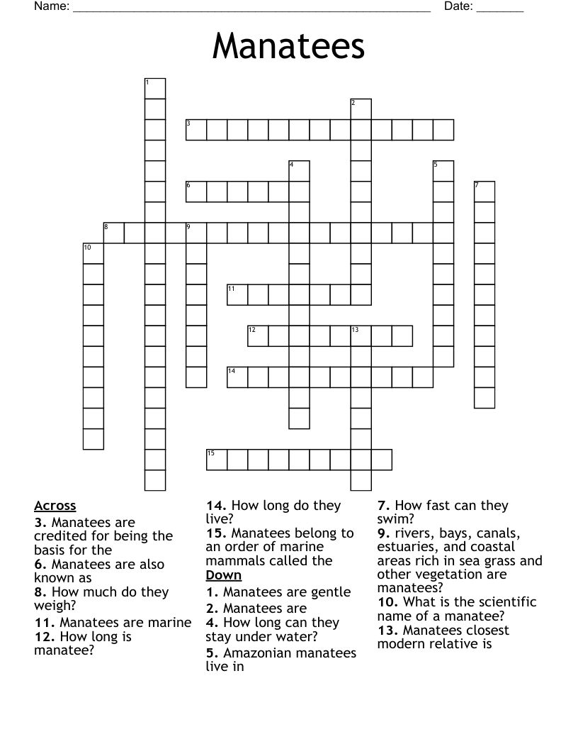 Manatees  Crossword