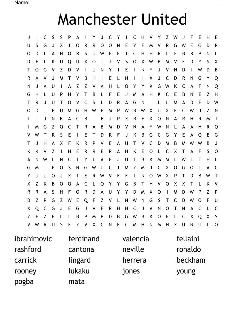 Manchester United Word Search
