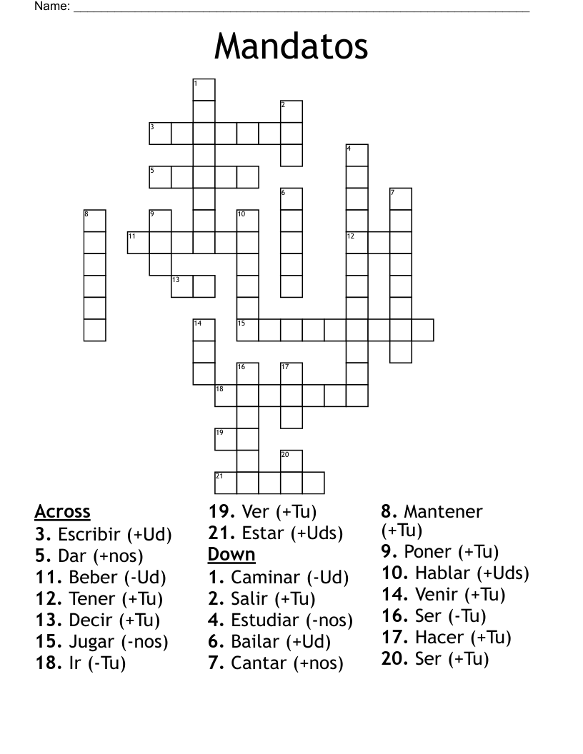 Mandatos Crossword