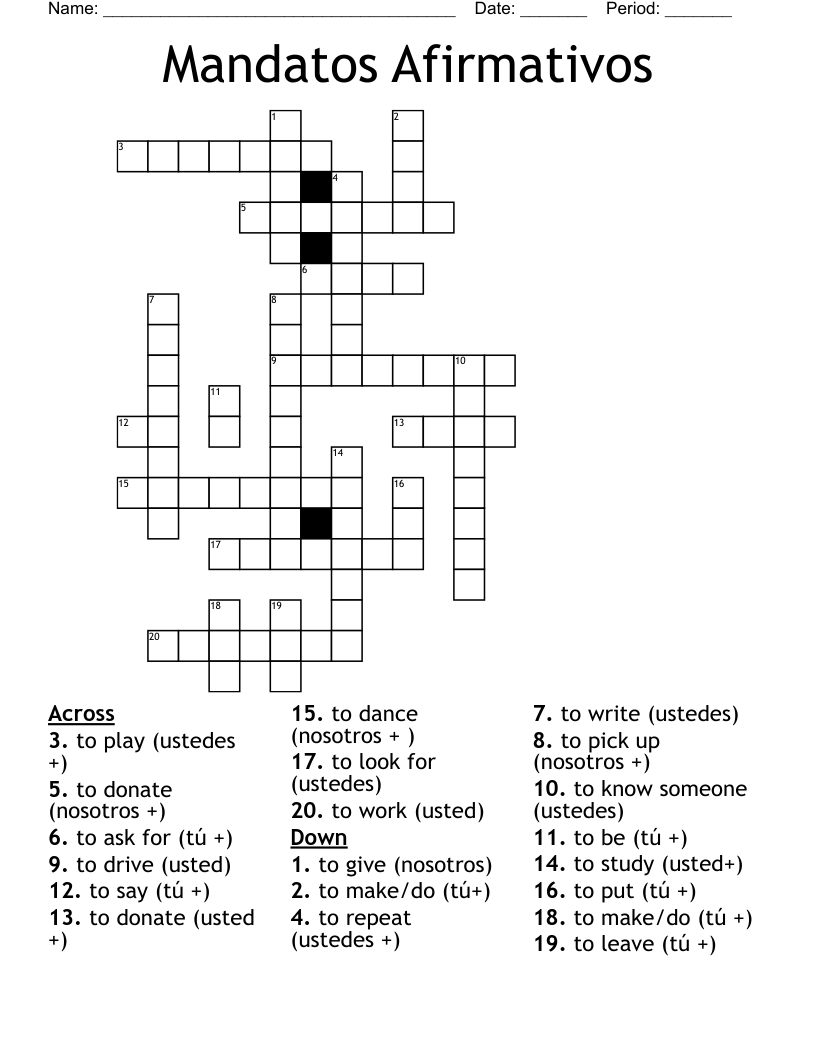 Mandatos Afirmativos Crossword