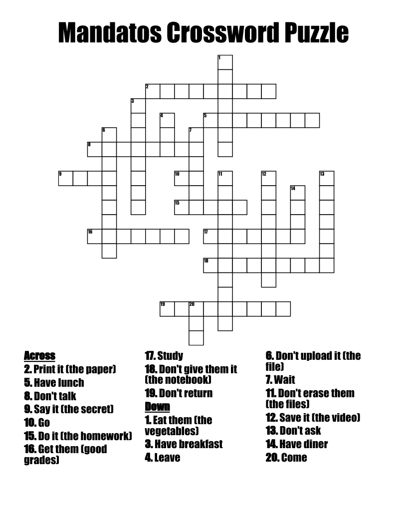 Mandatos Crossword Puzzle