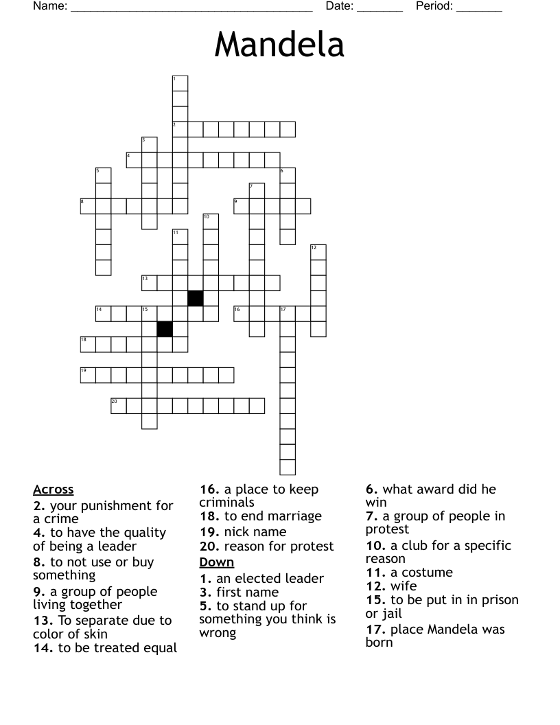 Mandela Crossword